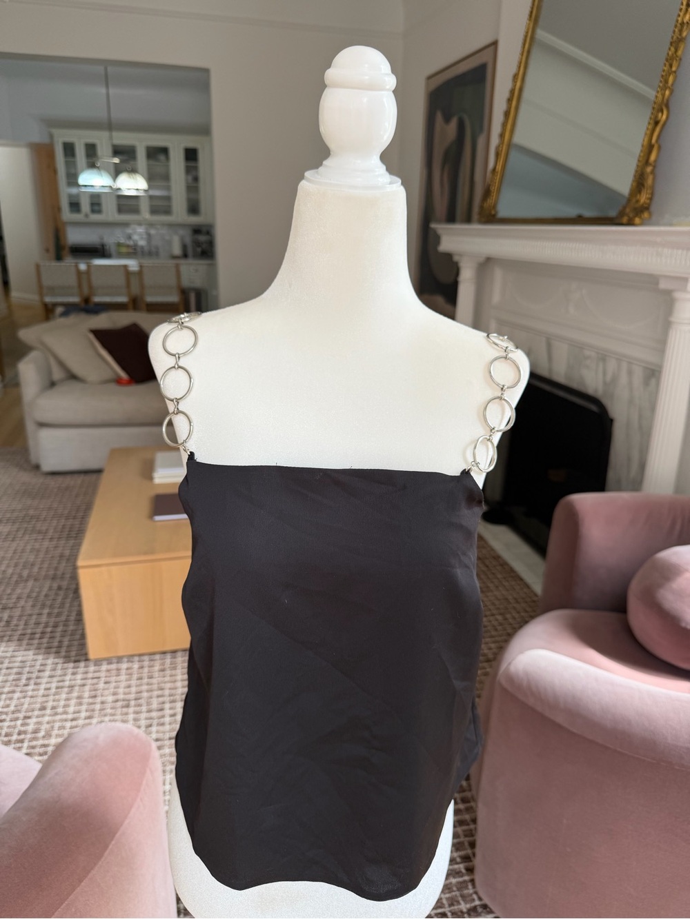 ASOS Black Cami with Silver Chain-Strap Detail